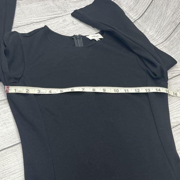 Aritzia Wilfred Black Scriva Sheath Dress Bell Sleeves LBD Ponte Knit Size S - Picture 6 of 8